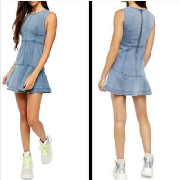 Free People Alex Denim Dress Size 10 NWT - Picture 2 of 4